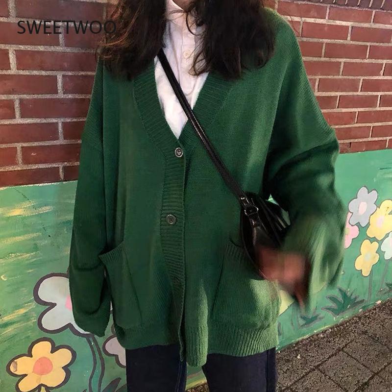 Women's V-Neck Long Sleeve Cardigan - 7 Colors Available