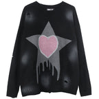 Retro Hand-Painted Heart Hip Hop Sweater for Couples