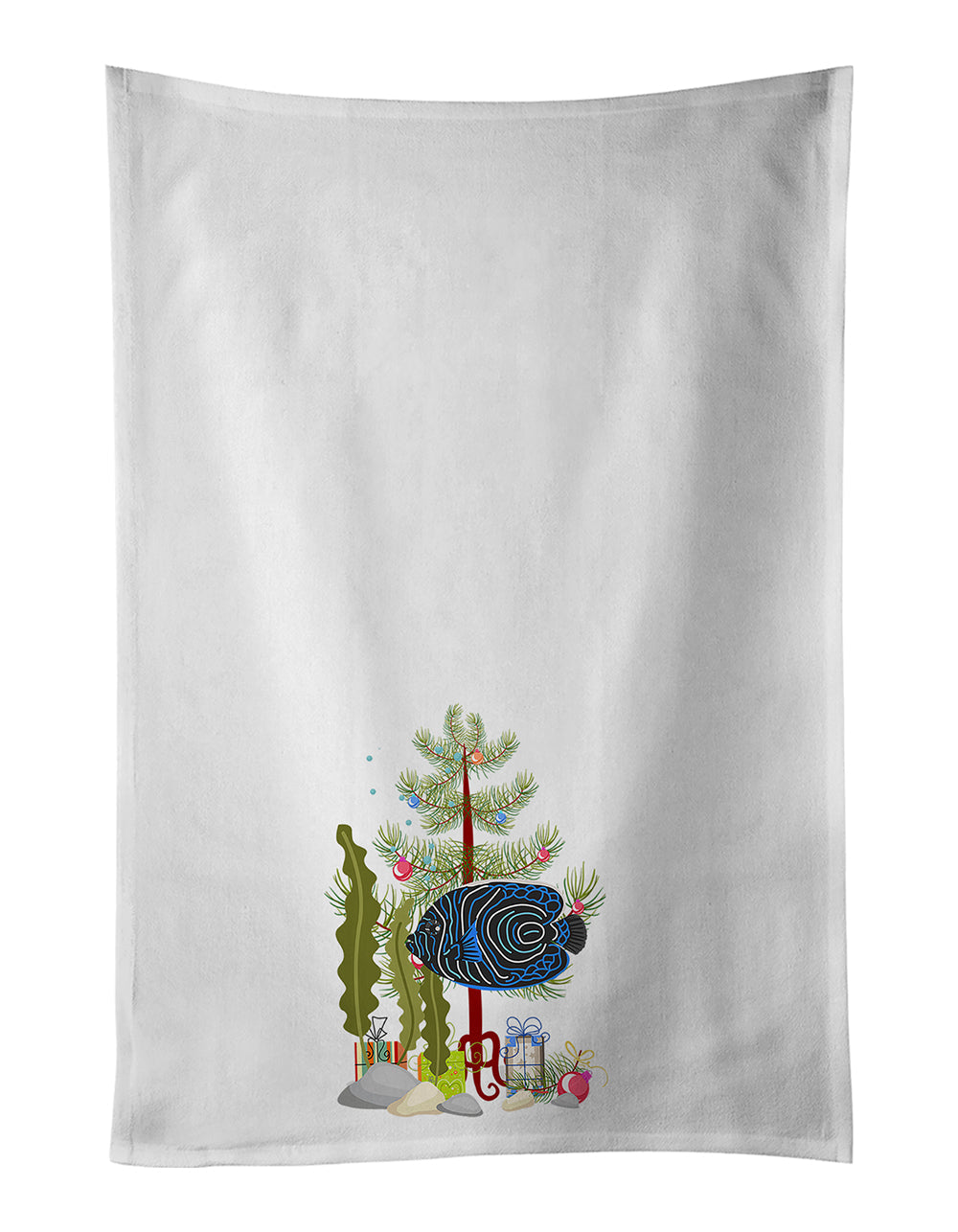 Emperor Angelfish Merry Christmas Kitchen Towel Set of 2
