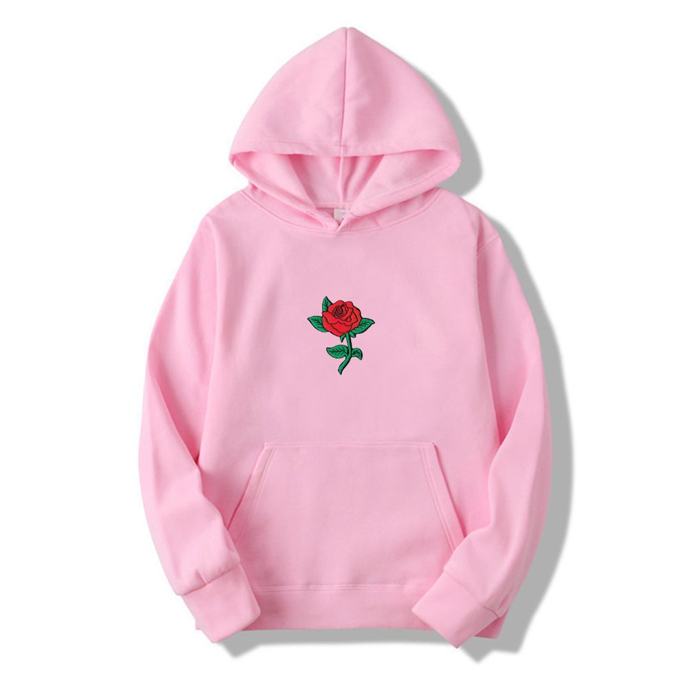 Rose Print Hooded Sweatshirt for Men and Women | Streetwear