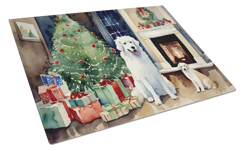 Kuvasz Cozy Christmas Glass Cutting Board