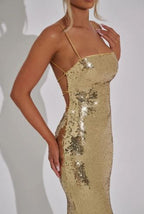 Sequin Sleeveless Backless Camisole Dress – Gold & Silver