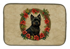 Cairn Terrier Christmas Flowers Dish Drying Mat