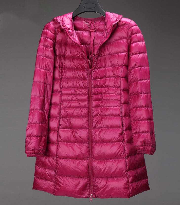 Mid-Length Lightweight Hooded Down Jacket Plus Size