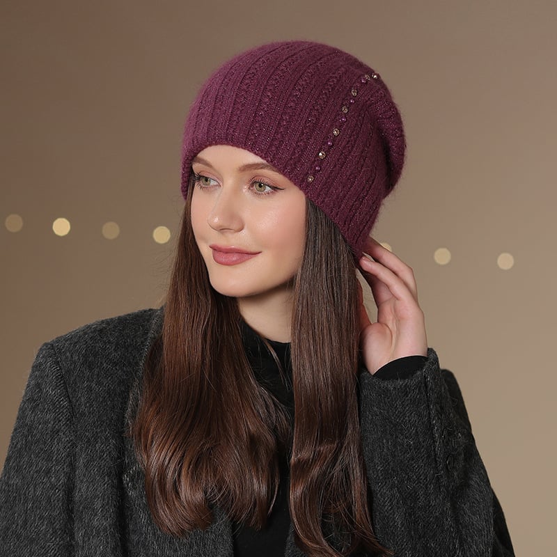 Double-Layer Knitted Wool Warm Fashion Hat | Embroidered Cap