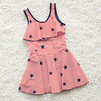 Girls' One-Piece Skirt Swimsuit for Middle School Students
