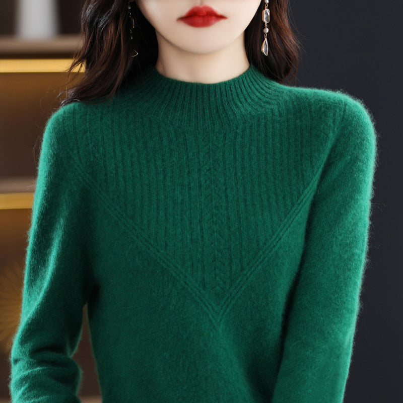 Women's Trendy Wool Sweater with High Neck (One Piece)