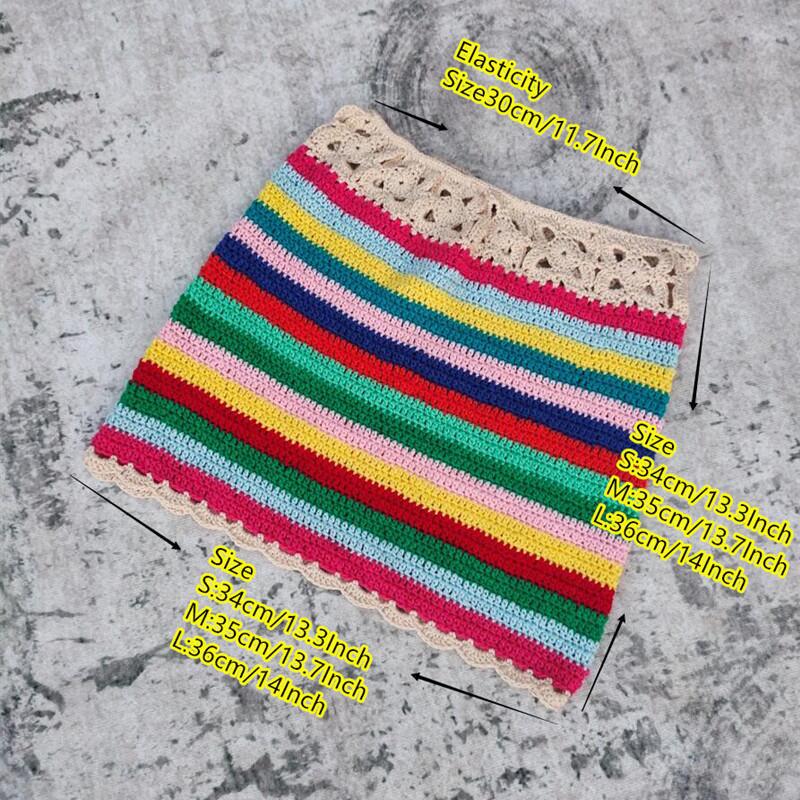 Handmade Crochet Bikini Beach Skirt Set with Stripes