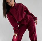 Loose Zip Stand Collar Sweater Set