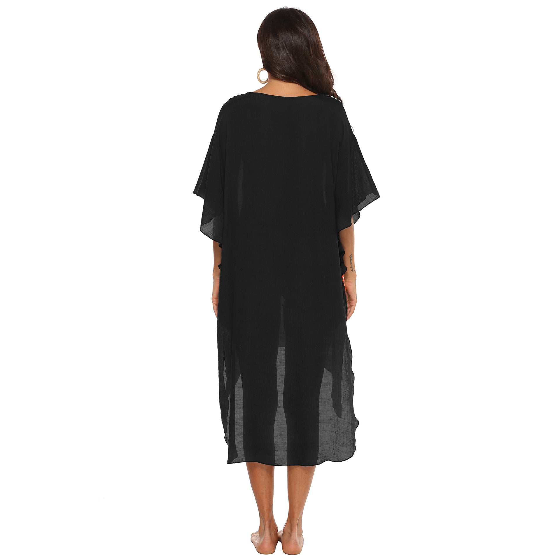 Women's Sexy Deep V Crochet Beach Cover-Up Dress A191230