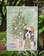 Basset Hound Puppy Christmas Presents and Tree Garden Flag