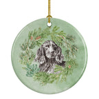 Cocker Spaniel Black Christmas Wreath Ceramic Ornament