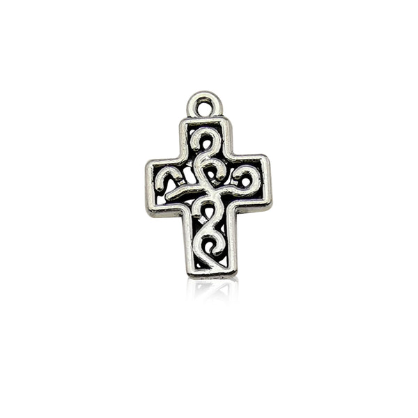 Vintage Silver Cross Pendant Charm