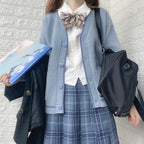 2024 Girls' Long Sleeve V-neck Knitted Sweater Cardigan