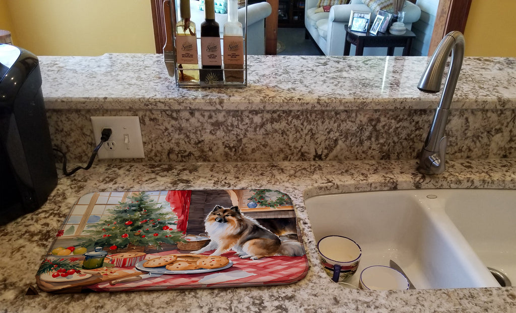 Keeshond Christmas Cookies Dish Drying Mat