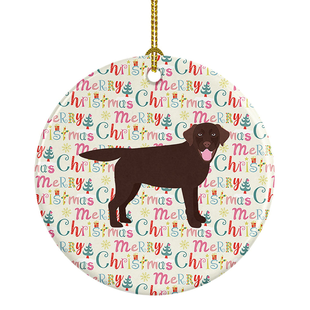 Chocolate Labrador Retriever Merry Christmas Ceramic Ornament