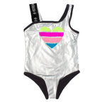 Heart-Shaped Sequin Baby Girl One-Piece Swimsuit