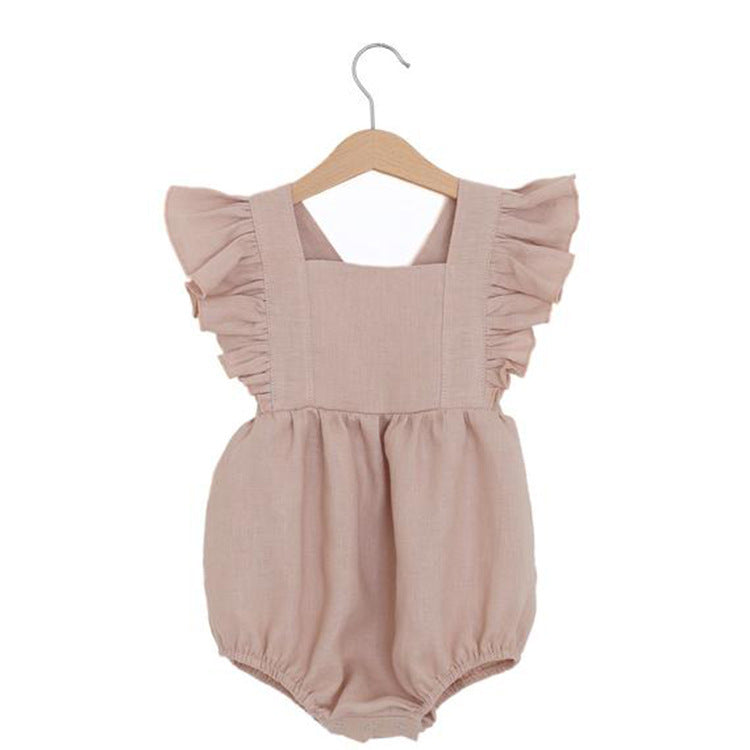 Cotton Linen Triangle Bodysuit for Girls (Romper)