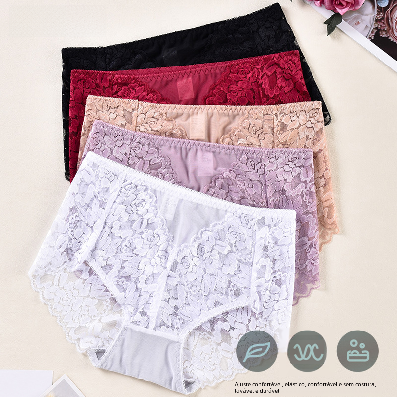 Lace Mid-Rise Sheer Mesh Thong for Comfort and Style