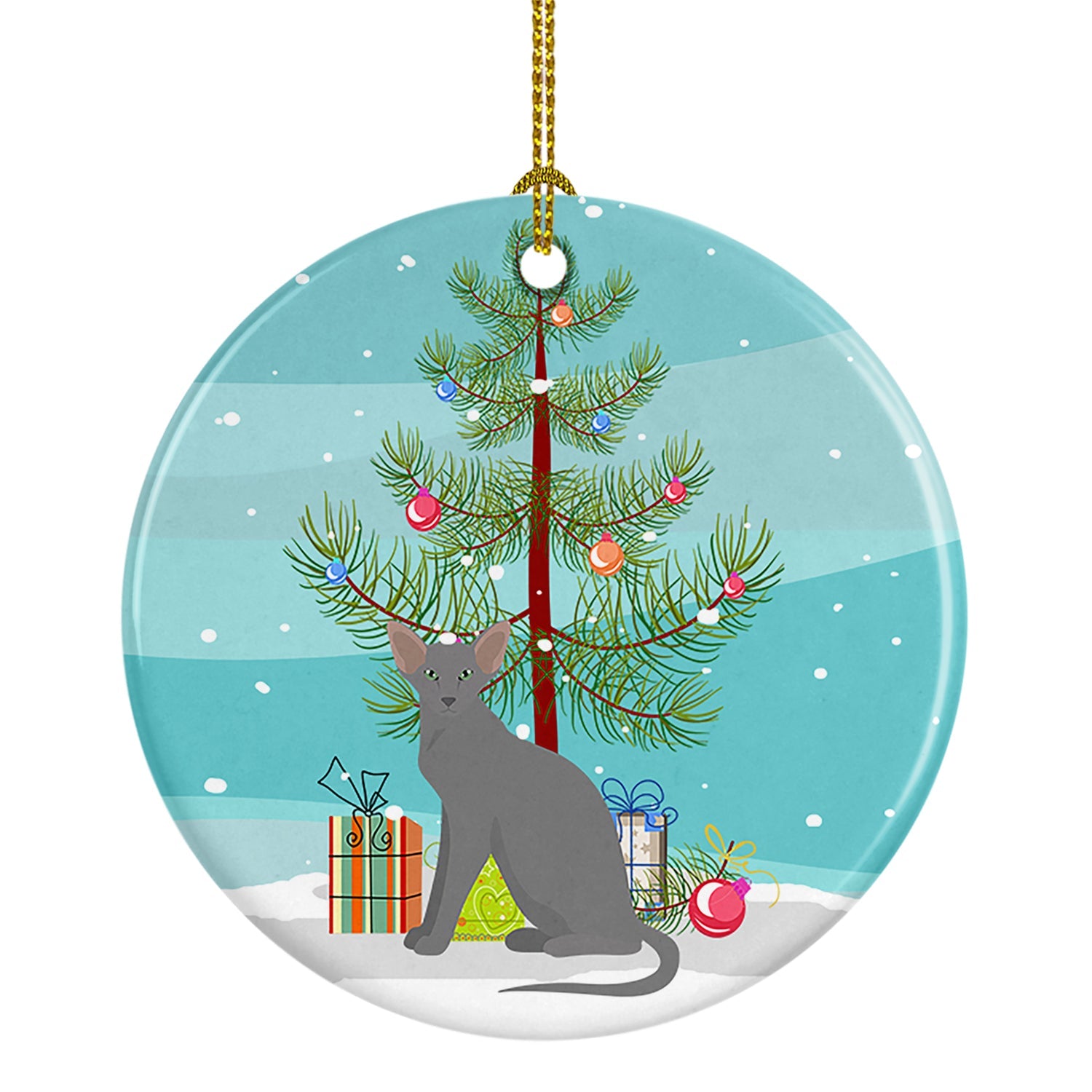 Oriental Shorthair Cat Christmas Ceramic Ornament
