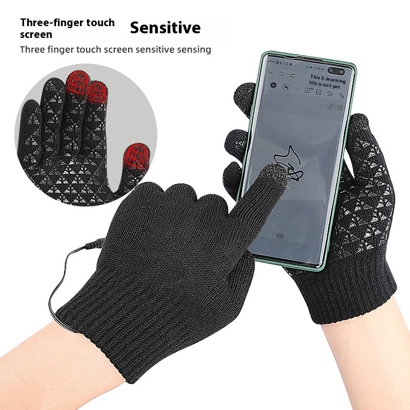 USB Heated Knitted Thermal Gloves