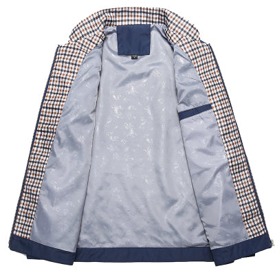 Men's Spring Stand Collar Mid-Length Windbreaker Jacket