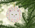 Asian Semi Longhaired Cat Christmas Ceramic Ornament