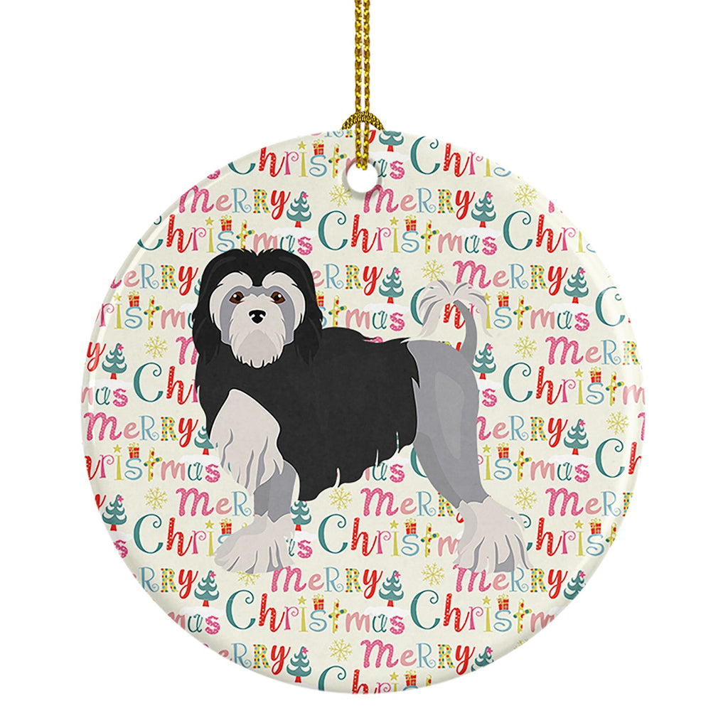 Lowchen Little Lion Dog #2 Merry Christmas Ceramic Ornament