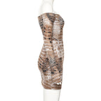 Snake Print Bodysuit and Skirt Set for Women