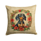 Dachshund Christmas Flowers Throw Pillow
