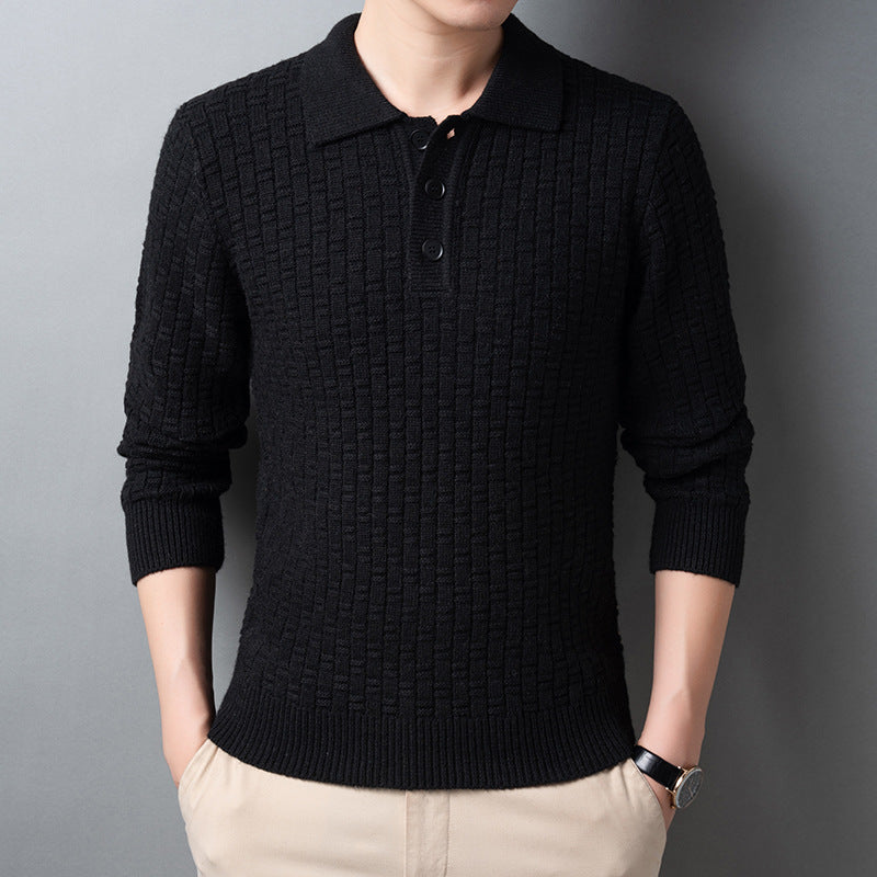 Plus Size Jacquard Sweater for Men - Autumn/Winter