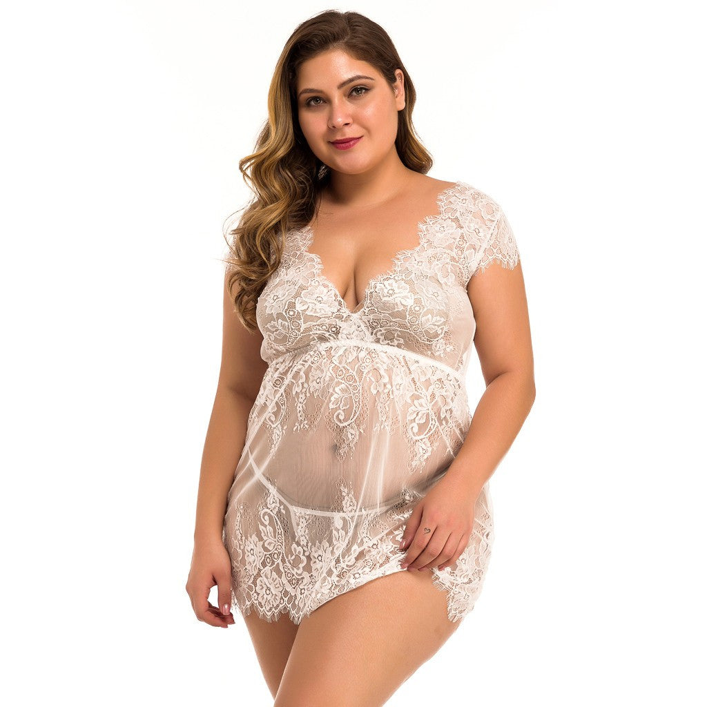 Lace Plus Size Lingerie and Sleepwear Set