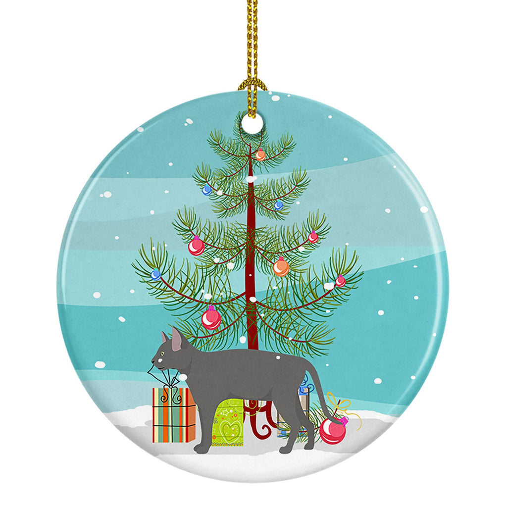 Russian Blue Cat Christmas Ceramic Ornament