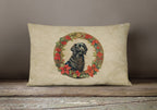 Flat-Coated Retriever Christmas Flowers Throw Pillow