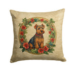 Welsh Terrier Christmas Flowers Throw Pillow