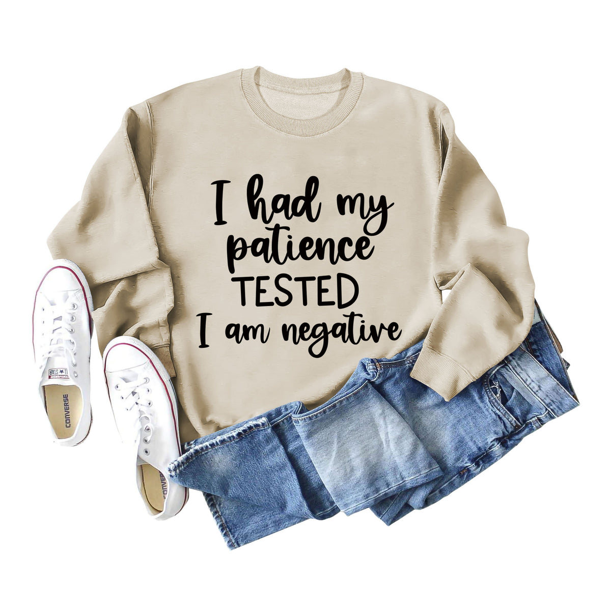 Round-Neck Sweater with Letter Print for Fall & Winter