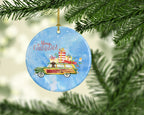 Merry Christmas Chocolate Labrador Retriever Ceramic Ornament