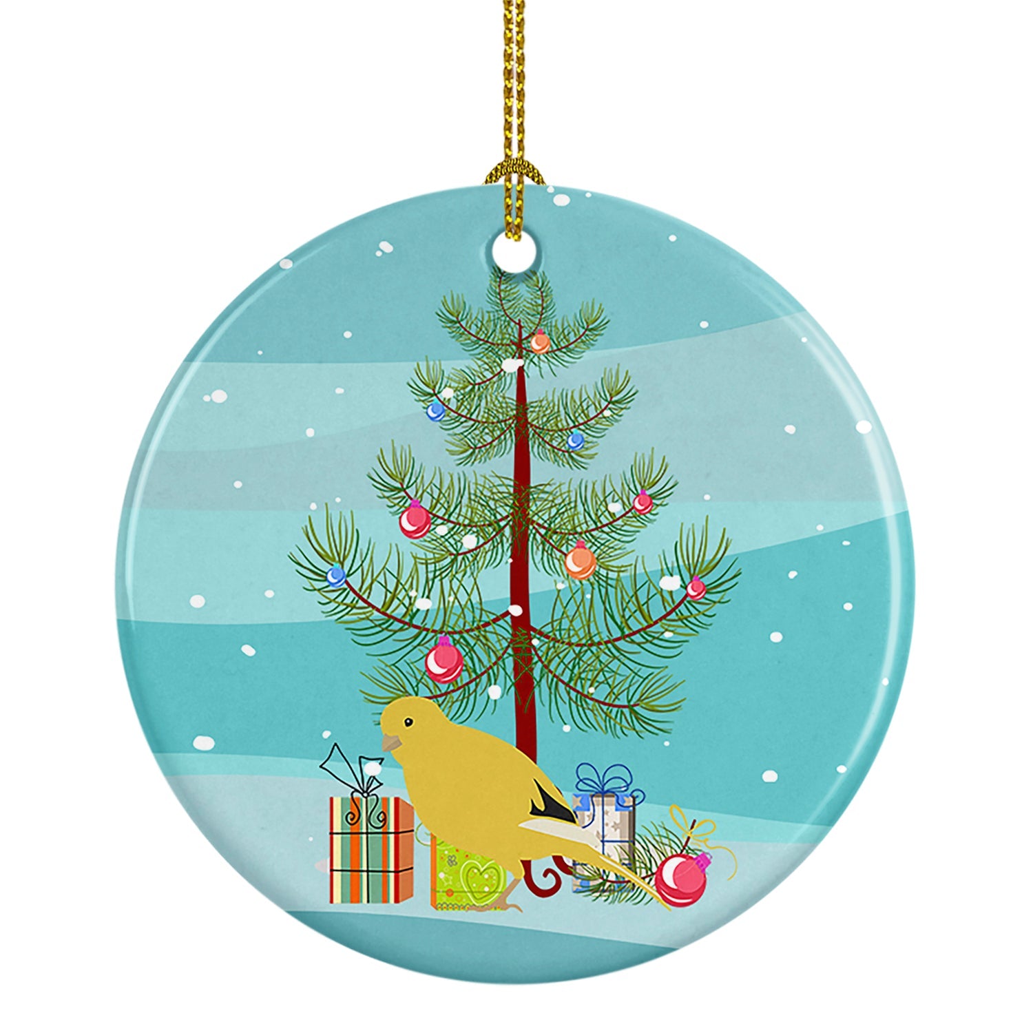 Border Canary Merry Christmas Ceramic Ornament