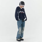 Contrast Color V-Collar Couple Long Sleeve Hoodie | Streetwear