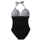 Plus Size Women's Solid Halter One Piece Swimsuit