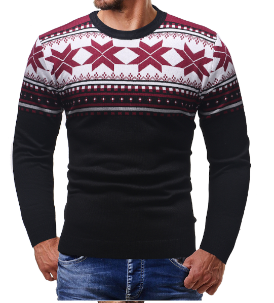 Men's Christmas Sweater with Geometric Patterns