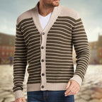 Men's Striped Jacquard Sweater for Autumn and Winter