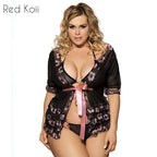 Sexy Black Lace-Up Nightgown Plus Size Lingerie