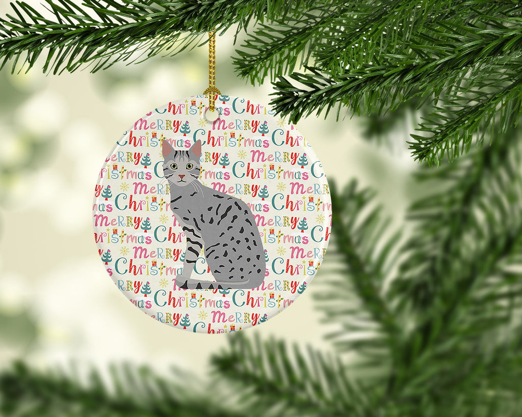 Egyptian Mau Cat Christmas Ceramic Ornament