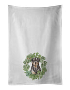 Rottweiler Sitting Tall Christmas Wreath Kitchen Towel Set of 2