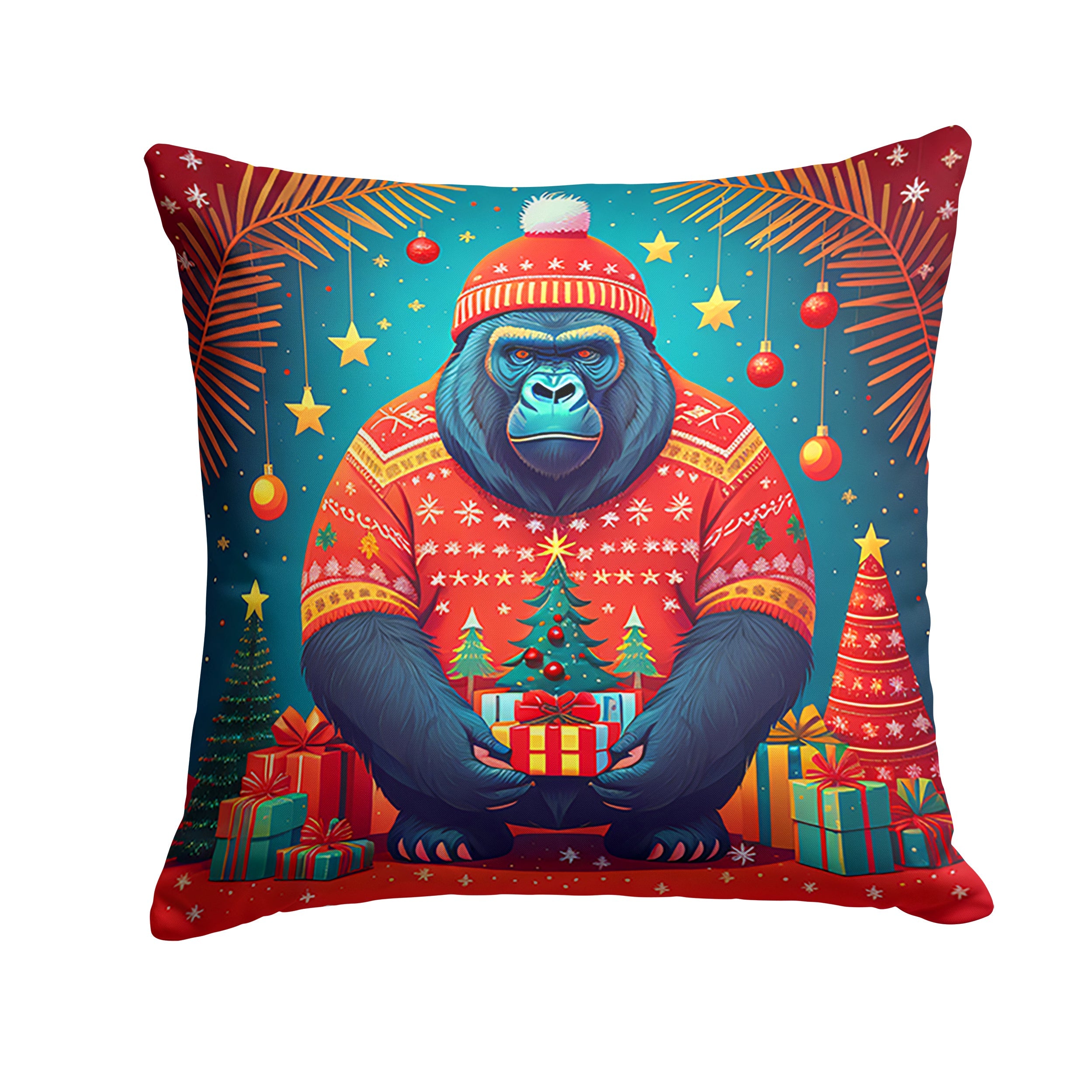 Gorilla Christmas Throw Pillow