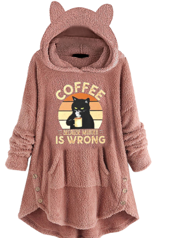 Plush Hooded Pullover Sweater with Cat Ears