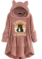 Plush Hooded Pullover Sweater with Cat Ears