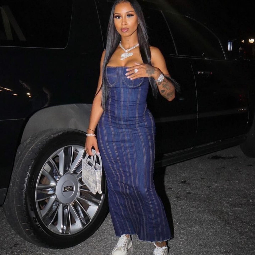 Denim Tube Top Dress
