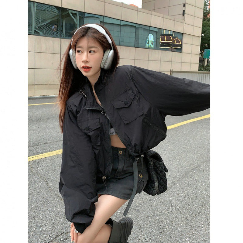 American Style Women's Hooded Short Coat with Zipper